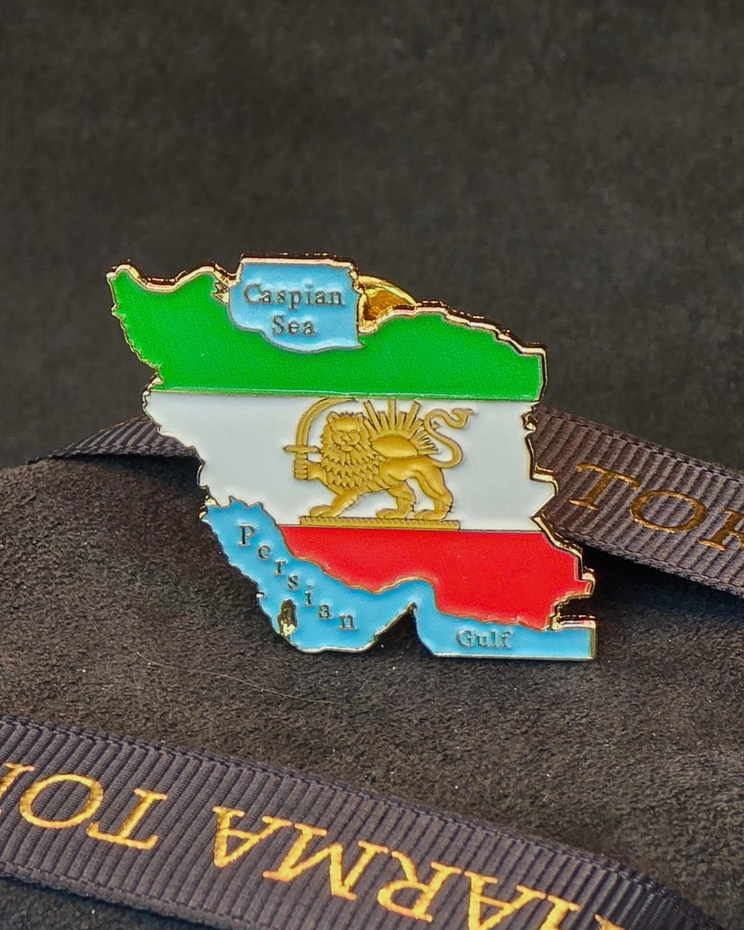 Lion & Sun Shir O Khorshid Iran Map Pin Brooch – Raised Gold Persian ...