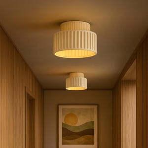Modern Ribbed Ceiling Light – Flush Mount Lamp in Multiple Colors & Sizes, Cozy Home Lighting