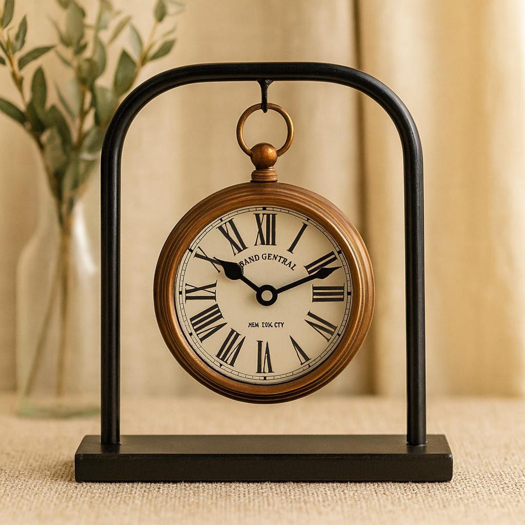 Horloge De Table Rétro En Métal : Horloge De Bureau Silencieuse