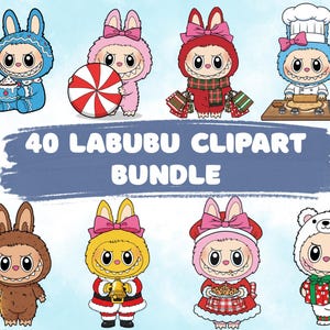 Labubu Bundle | 40 Cute Labubu Clipart | Cartoon Labubu PNG | Labubu Digital Download | Kawaii Labubu Art | Printable Clipart