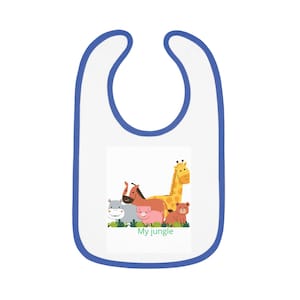 Cute Jungle Animal Baby Bib, Fun Baby Shower Gift, Toddler Feeding Bib, Birthday Party Accessory, Baby Shower Essentials