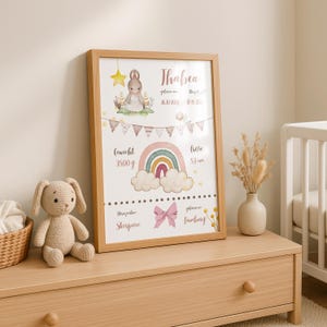Digital birth poster, animals, birth chart, birth date poster, birth announcement, personalized gift birth, birth announcement, baby