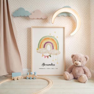 Digital birth poster, rainbow, birth chart, birth date poster, birth announcement, personalized gift birth, birth announcement, baby