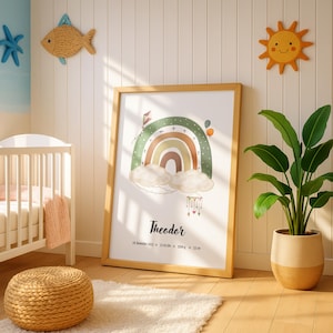 Digital birth poster, rainbow, birth chart, birth date poster, birth announcement, personalized gift birth, birth announcement, baby