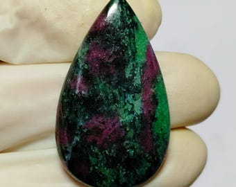 Rubin Zoisit Cabochon Edelstein, handgemachter loser Stein, 33 Karat (33 x 20 MM)