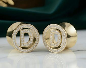 Dilatadores de oro con moissanita y plata de ley 925 / Dilatadores de oro premium / Dilatadores / Dilatadores unisex