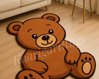 Hand Tufted Wool Teddy Bear Rug Cute Kids Room Carpet Soft Nursery Area Rug Handmade Baby Room Decor Custom Size Gift Statement Rug
