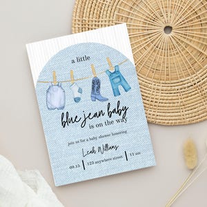 A Little Blue Jean Baby- Baby Shower Invitation Digital Download EDITABLE