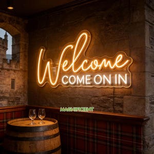 May include: A rustic wooden sign with the text "Welcome to our home" in white lettering. The sign has a distressed finish and a simple, inviting design, ideal for entryway decor.