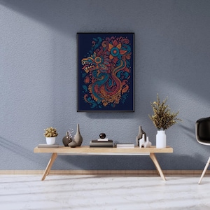 Quetzalcóatl Wall Art Print | Aztec Feathered Serpent Digital Download | Mexican Mythology Decor, Indigenous Inspired Printable Artwork