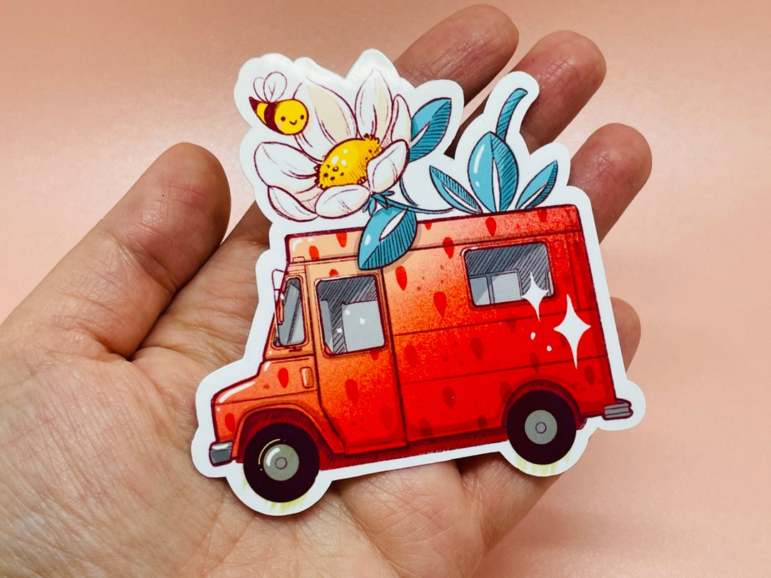 Strawberry Ice Cream Truck Sticker Cute Die Cut Stickers Cute Stickers
