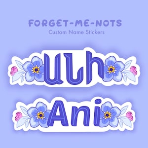 Custom Name Forget-Me-Not Flower Sticker, Armenian Baby Shower Gift, Welcome Baby Gift, Evil Eye Art, Die-Cut Stickers