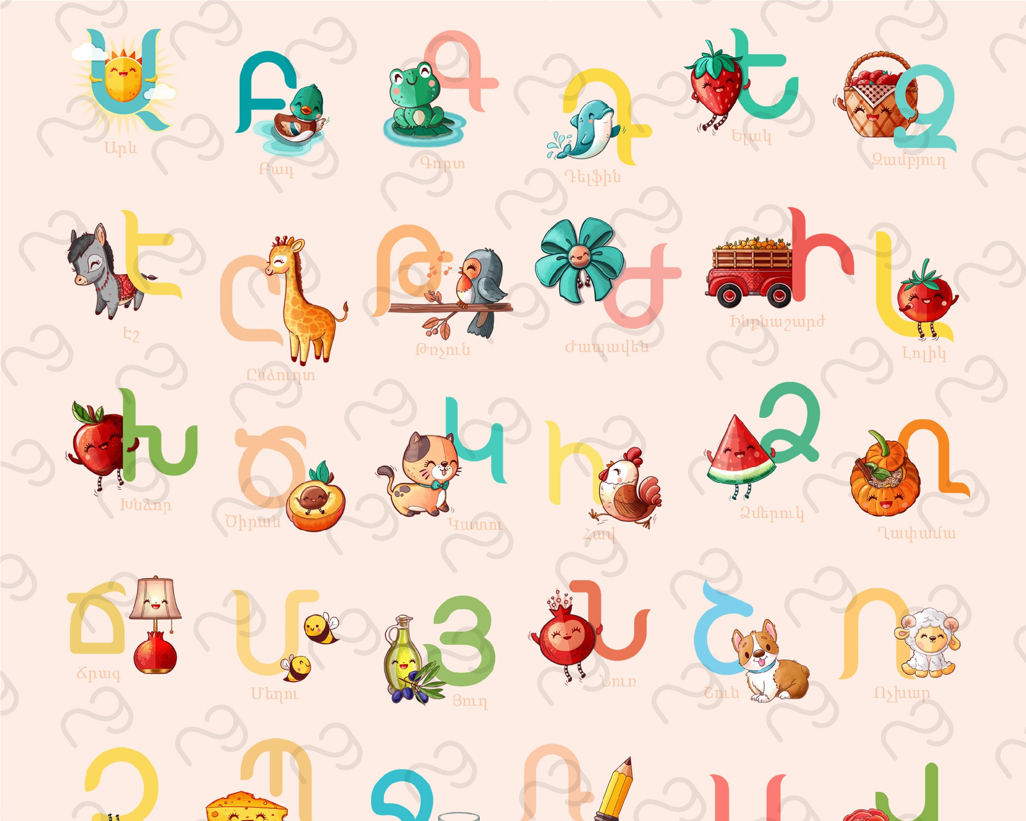 Armenian Alphabet for Children (small) - Posters - : Armenian  books, music, videos, posters, greeting cards, and gift items