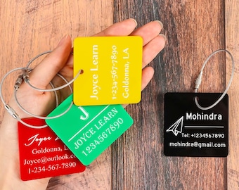 Personalized Engraved Luggage Tag, Acrylic Name ID Tags for Suitcase,Can Use Logo