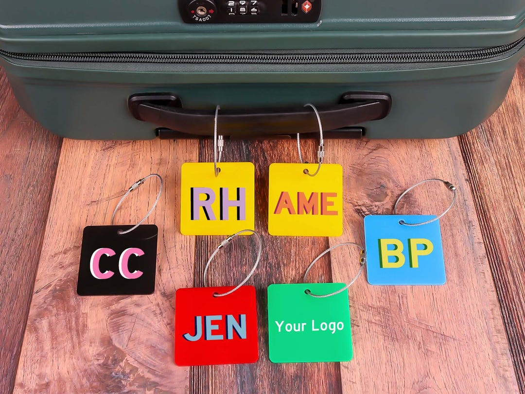 Personalized Shadow Monogram Acrylic Mini Bag Tag: Custom Double-sided ...