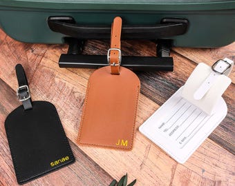 Etiqueta de equipaje personalizada de cuero sintético, etiqueta de equipaje con monograma grabado, etiqueta de equipaje personalizada, etiqueta de maleta, regalos para bodas y viajes.