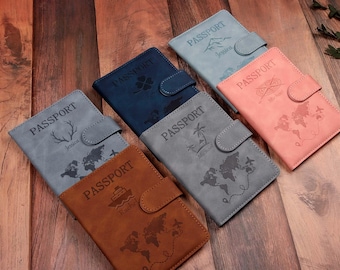 Porta pasaporte personalizado, funda de pasaporte personalizada, porta pasaporte de cuero y etiqueta de equipaje personalizada con su logotipo