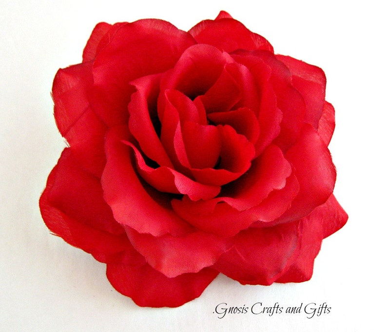 Red rose hair clip accessory Floral fascinator. Etsy