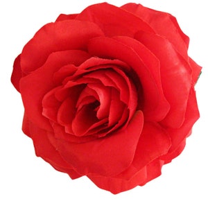 Red rose hair clip accessory, Floral fascinator.