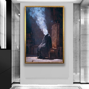 Surreal Gothic Wall Art – Smoke Head Figure Canvas for Dark Aesthetic Decor