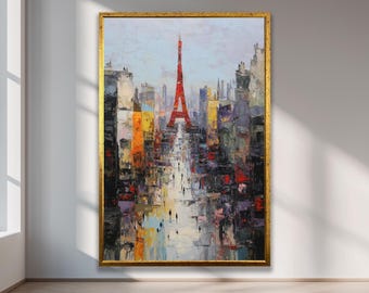 パリの街並みの絵画、エッフェル塔の絵画、パリの油絵、フランス