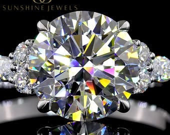 Round Cut Lab Grown Diamond Engagement Ring, 14K White Gold, IGI Certified Ring