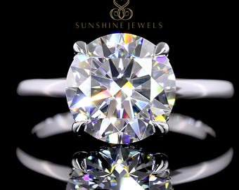 3 Ct Oval Cut Lab Grown Diamond Engagement Ring: 14k White Gold, Hiden Halo