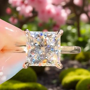Princess Cut Lab Grown Diamond Engagement Ring.F Color 3 Ct. VS1 Clarity,14Kt Solid Gold Ring. Diamond Ring.Anniversary Gift.