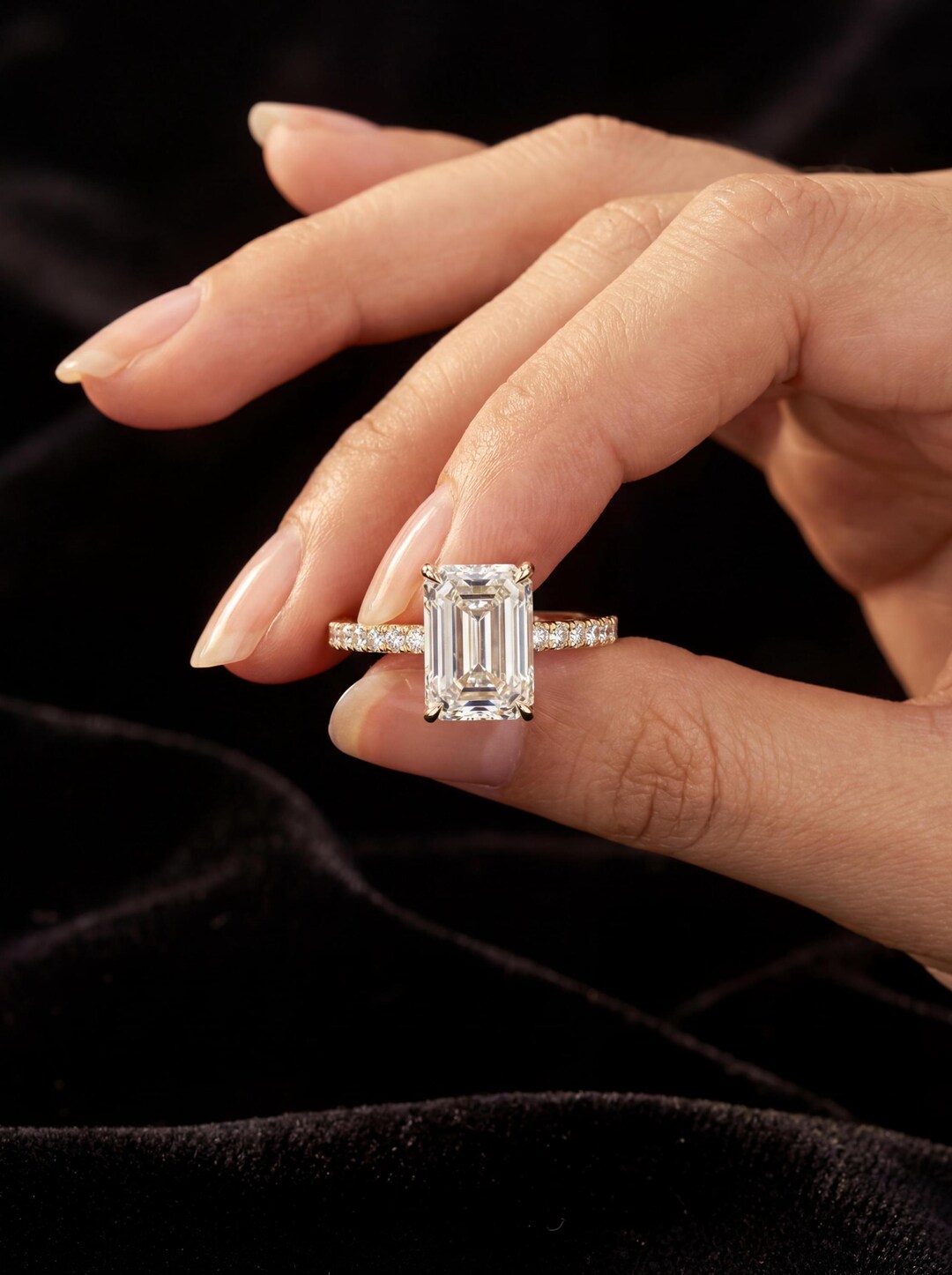 Buy 3 Ct Radiant Cut Lab Grown Diamond Engagement Ring, 14kt Gold ...