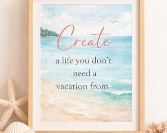 Impression de citation de plage côtière | Art mural vague océanique (téléchargement numérique)