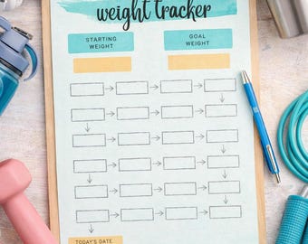 Suivi de perte de poids imprimable | Journal bien-être de 20 pages | Suivi des habitudes | Planificateur d'objectifs