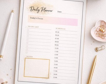 Agenda quotidien imprimable | Liste des tâches, programme, notes (téléchargement numérique)