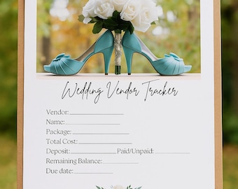 Suivi du vendeur de mariage imprimable | Agenda nuptiale (téléchargement PDF)