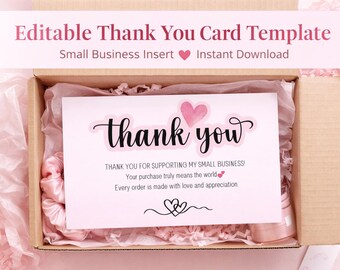 Small Business Thank You Card | Packaging Insert (7x4 Inch, Digital Download)