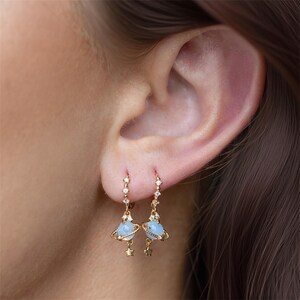 2Pcs Gold CZ Multiple Set Earrings, Simple Earring,Dainty Crystal Earring, Cartilage Hoops, Stacked Earrings,Dangle Earring,Gift For Her