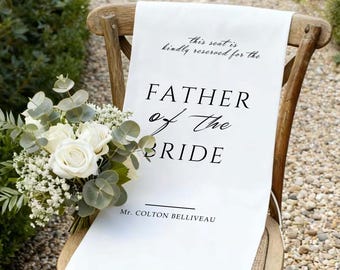 Loving Memory Wedding Sign, Personalized White Linen Chair Banner, In Memory of Loved Ones, Wedding Aisle Sign, Remembrance Ceremony Decor