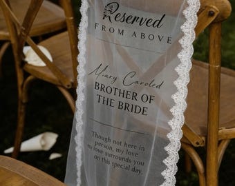 Memorial Wedding Chair Sign, Reserved Banner for Loved Ones, In Loving Memory Sign, Ceremony Tribute, Wedding Aisle Decor, Rustic Accent