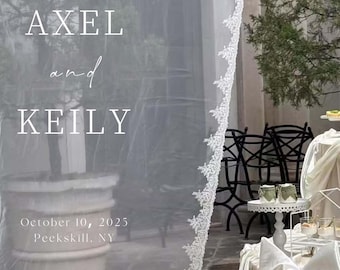 Sheer Lace Wedding Sign, Custom Welcome Fabric Sign, Wedding Welcome Sign, Personalized Lace Edge Wedding Sign, Modern Outdoor Party Sign