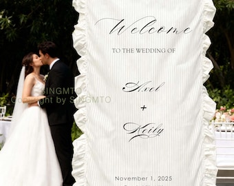 Welcome Fabric Sign,flower Ruffled Sign,Fabric Sign,fabric sign,Custom Weding Welcome Sign,Personalized Lace Wedding Sign banner Fabric Sign