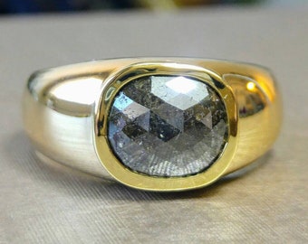 Gold ring black diamond, mans ring, bold ring, natural black diamond ring.