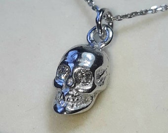 Gold skull necklace, gold skull pendant, unisex skull necklace, gold and diamond necklace, diamond skull, gold skull, skull necklace, 14k