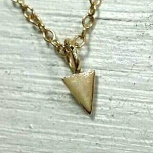 14K Gold Triangle necklace, petite triangle charm, mini gold necklace, mini triangle necklace,  gold jewelry, Innaheiman jewelry designer