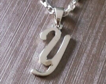 The letter Y pendant, silver pendant, Y pendant, silver necklace, initial pendant, letter pendant, long chain necklace.