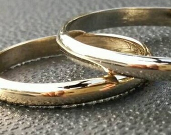 His and Her 14K gold wedding rings, 14K gold wedding bands, handmade wedding rings, twin set of gold rings. Innaheiman