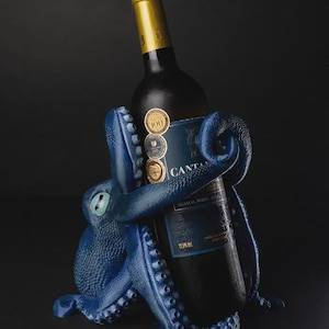 Bordeaux the Octopus Wine Holder - 3D Printed Nautical Bottle Display, Unique Tentacle Kitchen Decor
