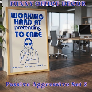 Working Hard Funny Poster – Funny Office Wall Art Printable, Funny Office Wall Decor, Cubicle and dopamine Decor, Funny Rude Office Prints,