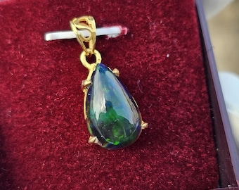 Natural Ethiopian Black Opal Pendant, 925 Solid Sterling Silver, Party wear Pendant, Unisex Jewelry, Perfect Gift For Her, Handmade Pendant