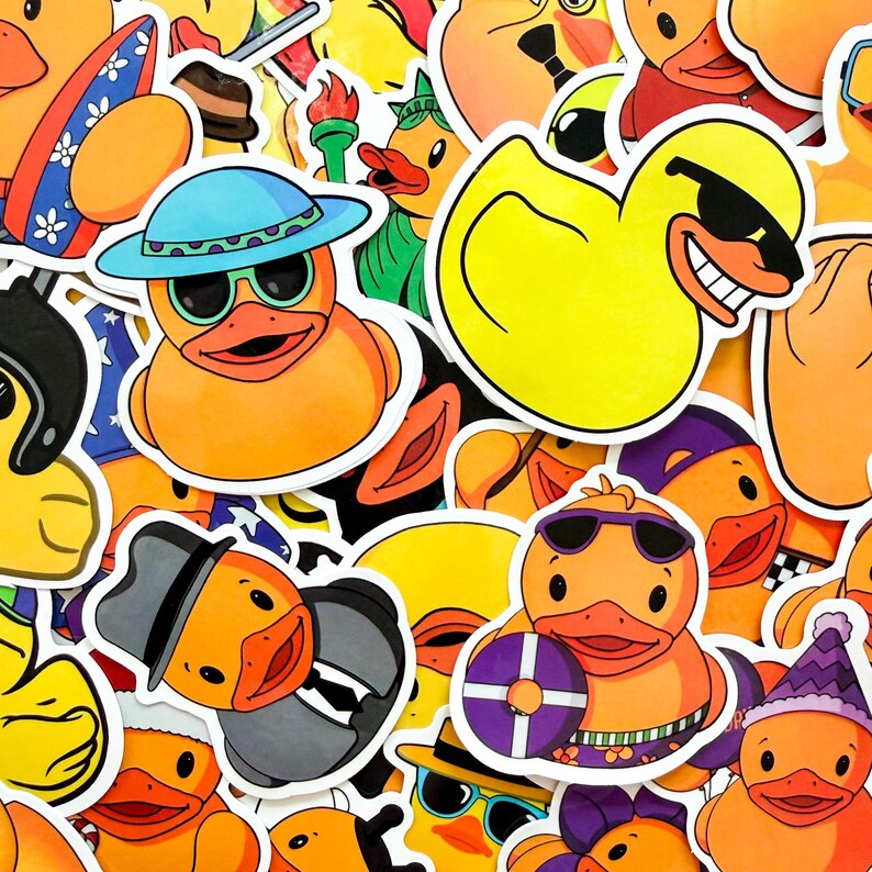 50pcs Rubber Duck Stickers, Cute Cartoon Duck Stickers, Funny Kawaii ...