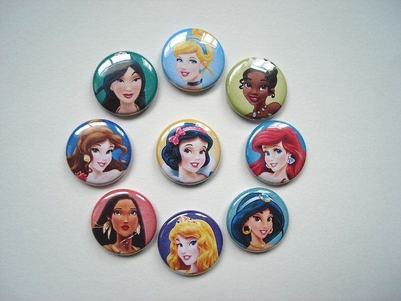 Disney Princess Pinback Buttons Etsy