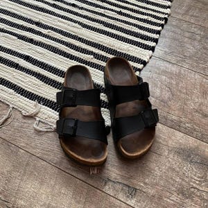 Leather Flip Flops/Sandals Birkenstock Arizona Birko Floor Black
